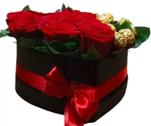 Rosas En Caja De Corazon