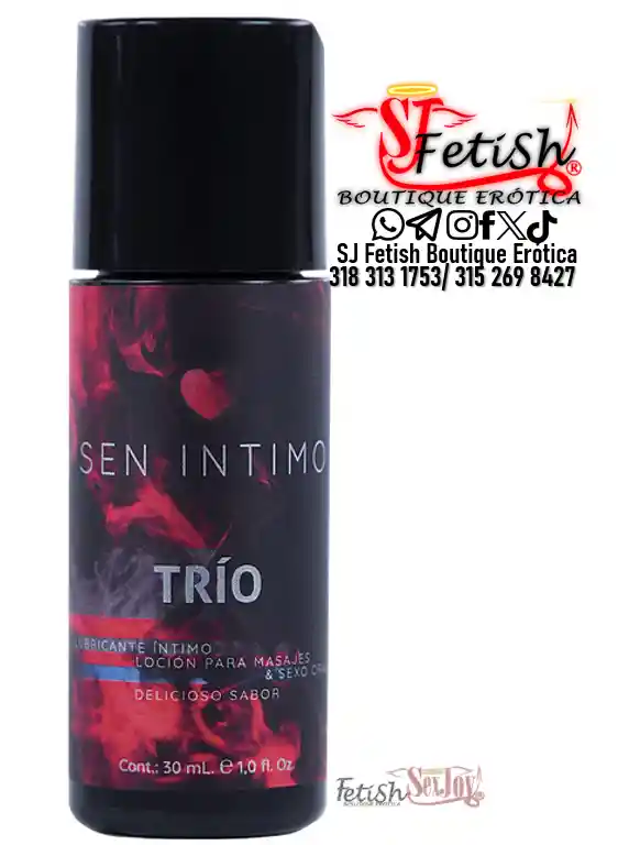 Lubricante Caliente Trio 30ml Saborizado Caliente Sen Intimo Trio / Sj Fetish Boutique Erotica