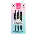 Estuche Boligrafo Kiut X 3 Unid Negro