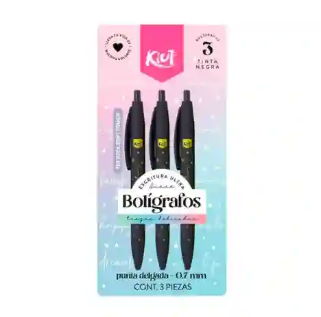 Estuche Boligrafo Kiut X 3 Unid Negro