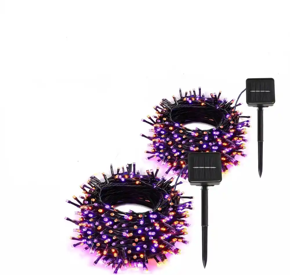 Paquete De 2 Luces Solares Navidad Fiesta Tiras 200 Led