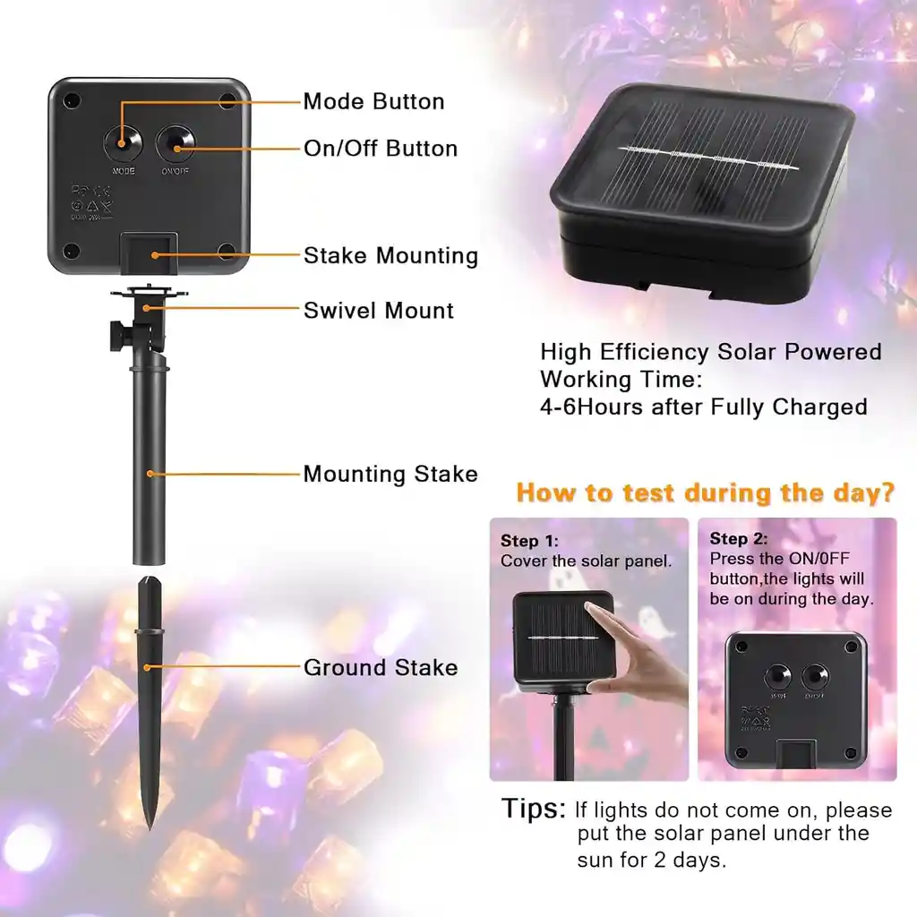 Paquete De 2 Luces Solares Navidad Fiesta Tiras 200 Led
