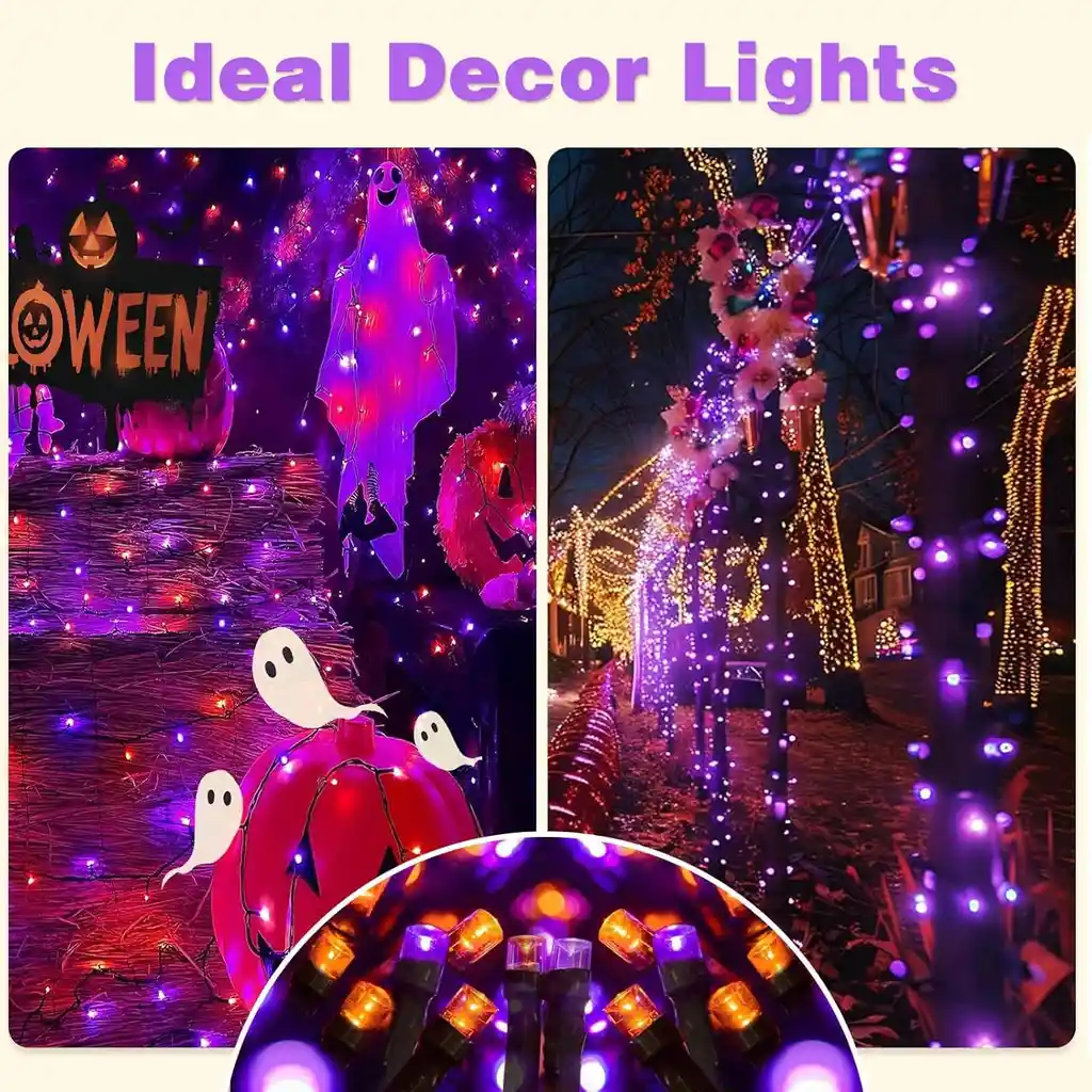 Paquete De 2 Luces Solares Navidad Fiesta Tiras 200 Led