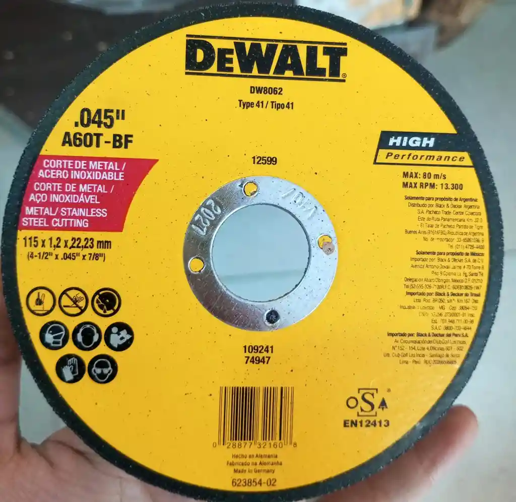 Disco Corte De Metal 4" Dewalt