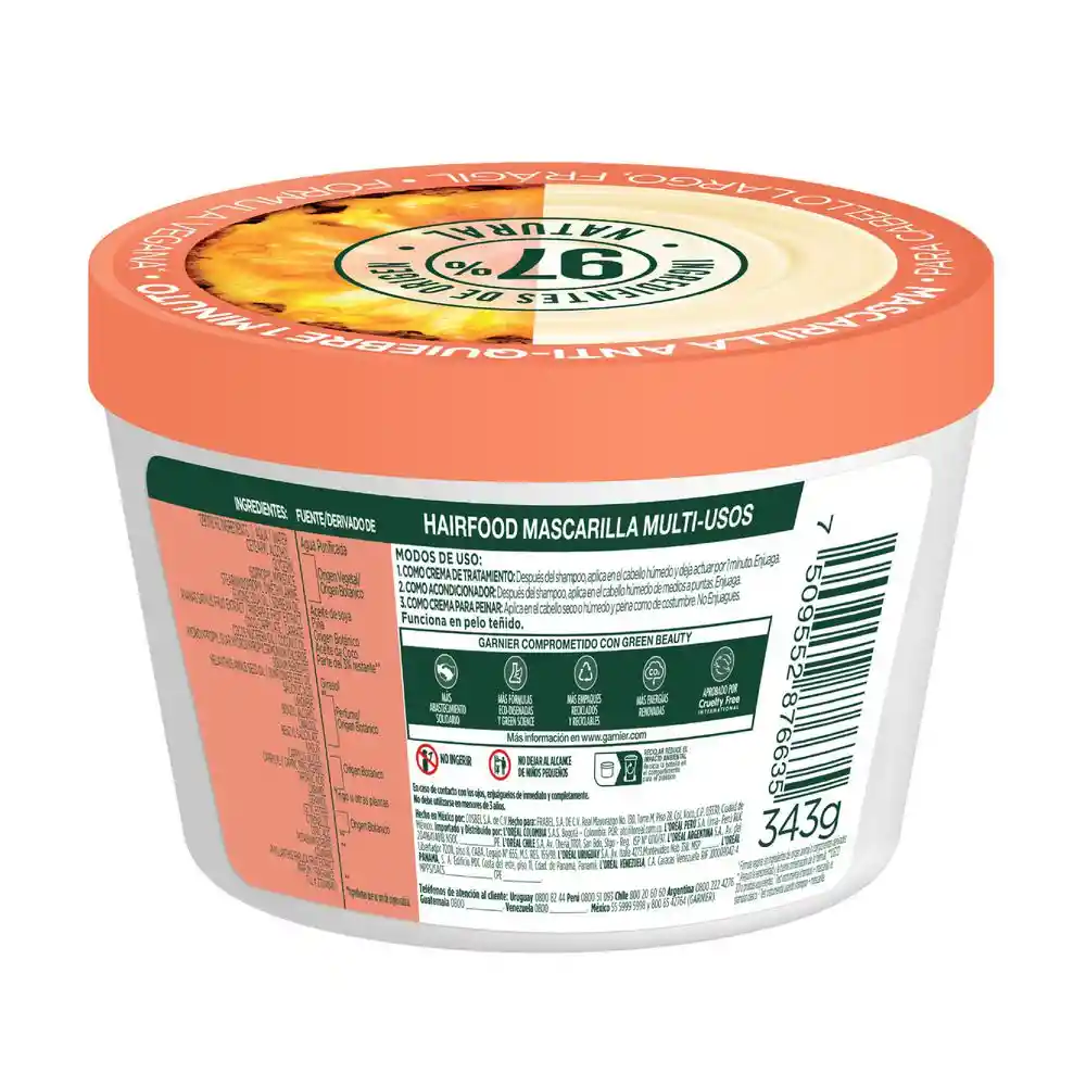 Tratamiento Capilar Hair Food Garnier Piña Anti-Quiebre 350 mL