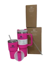 Set X2 Termos Stanley Botella Clásica De Boca Ancha Aislada Al Vaso Color Fucsia, Termo De Acero Inoxidable 18/8 Y 1./19 Para Bebidas Frías Y Calientes