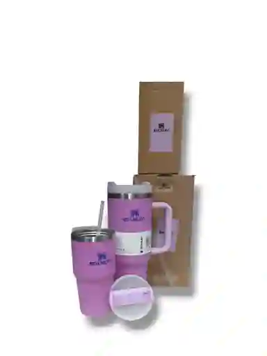 Set X2 Termos Stanley Botella Clásica De Boca Ancha Aislada Al Vaso Color Morado , Termo De Acero Inoxidable 18/8 Y 1./19 Para Bebidas Frías Y Calientes