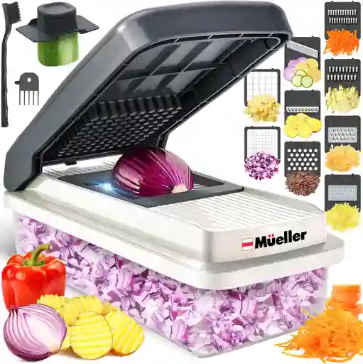 Picadora De Verduras Mueller 9 En 1 Multifuncional Rallador De Queso Cortador De Cebolla Dicer Picadora De Alimentos Con Contenedor