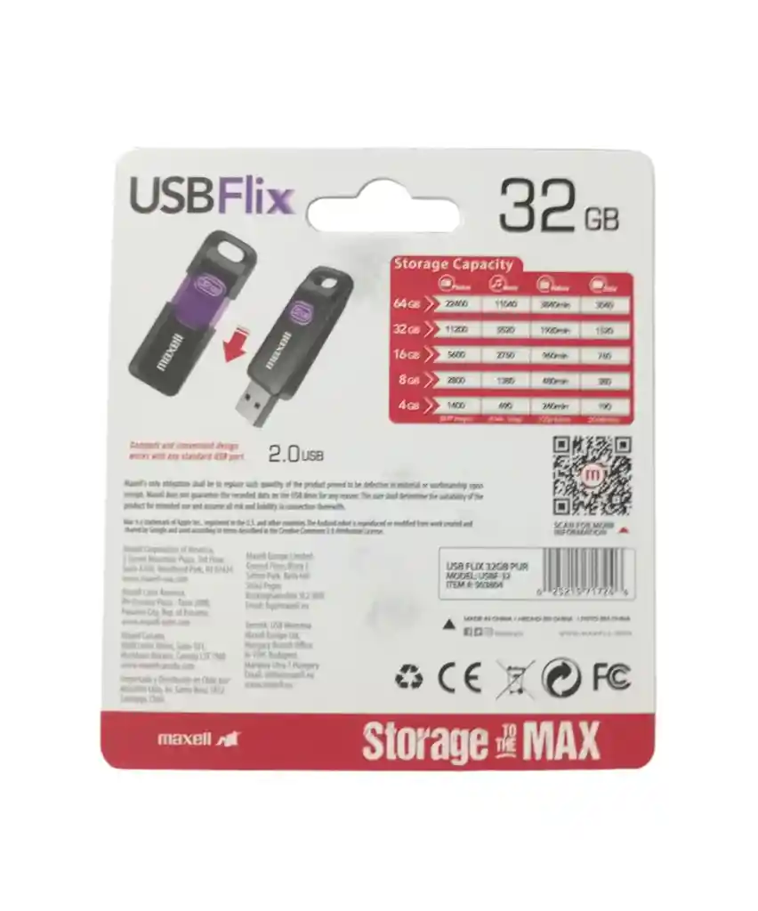 Memoria Usb Flix Maxell 32 Gb/2.0