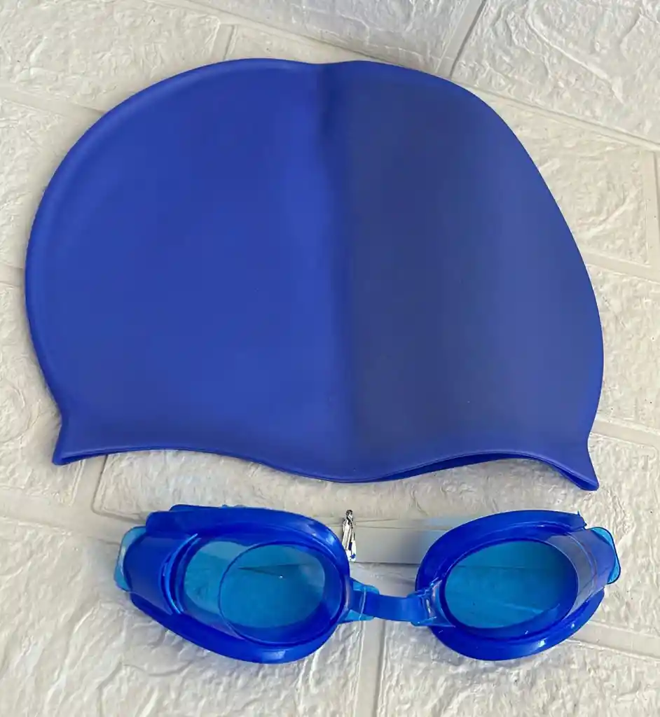 Gorro Natacion + Gafas Azul Oscuro