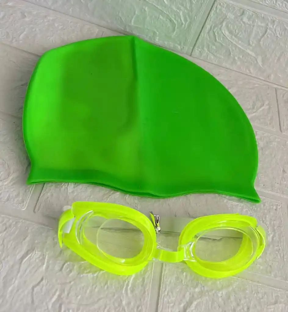 Gorro Natacion + Gafas Verde Manzana