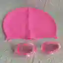 Gorro Natacion + Gafas Rosado