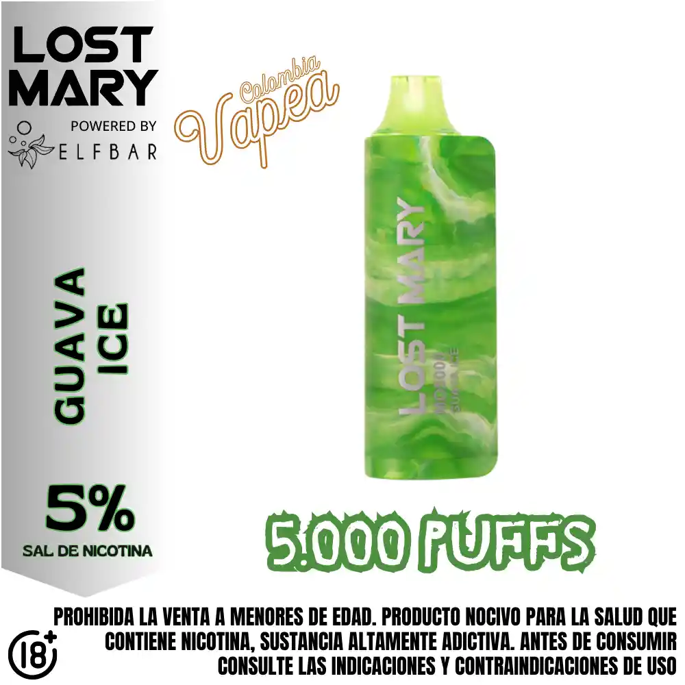 Vape Lost Mary Guava Ice 5000 Puffs 5%