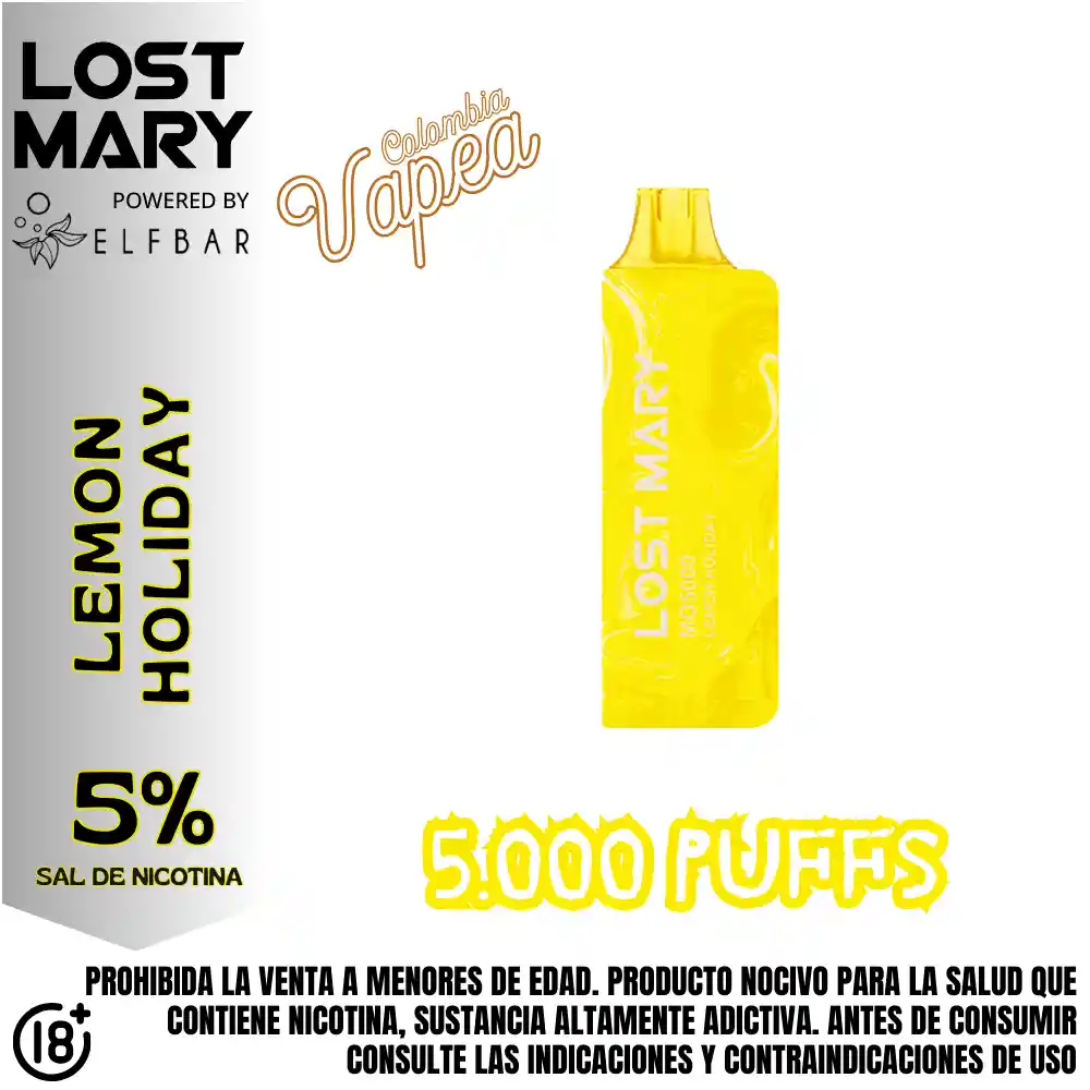 Vape Lost Mary Lemon Holiday 5000 Puffs 5%