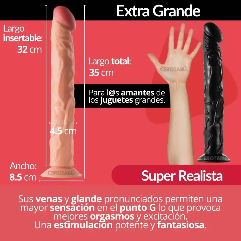 Dildo Consolador Gigante Xxl Pene Realista Juguete Sexual