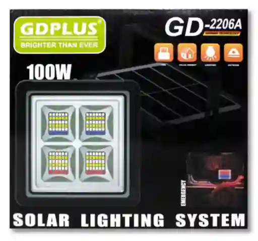 Reflector Lampara Led Panel Solar Exterior 100w Gd-2206a