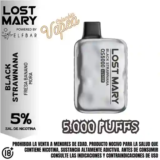 Vape Lost Mary Black Strawnana 5000 Puffs 5%