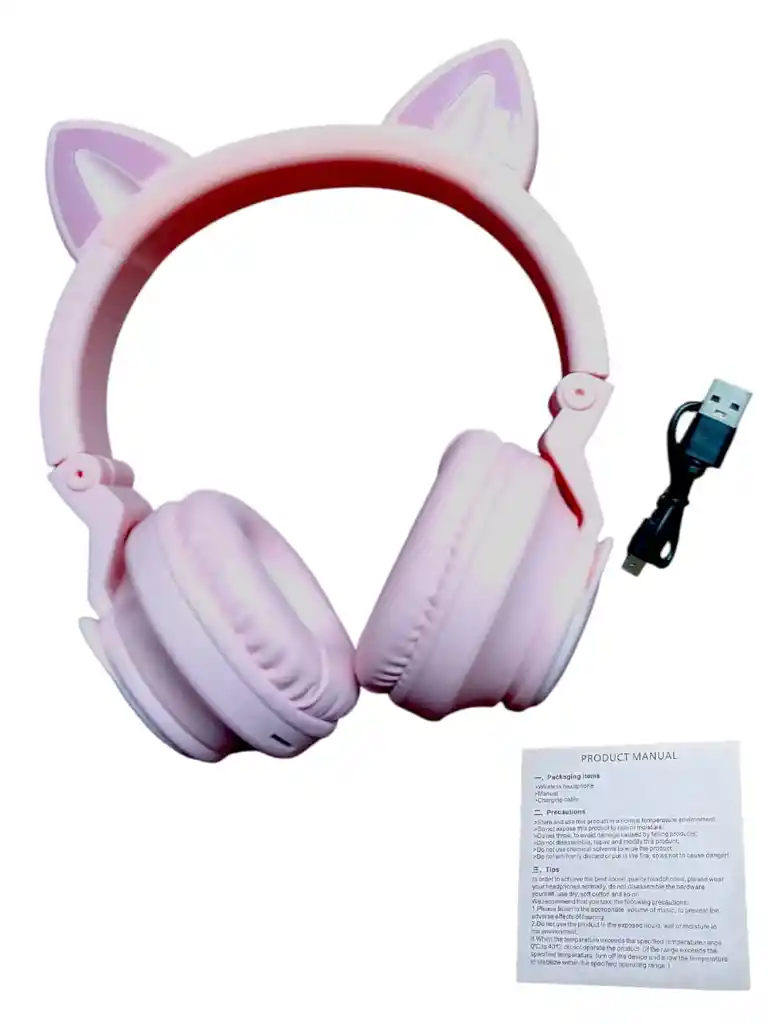 Audífonos Diadema Bluetooth Cat Pt02 Rosado