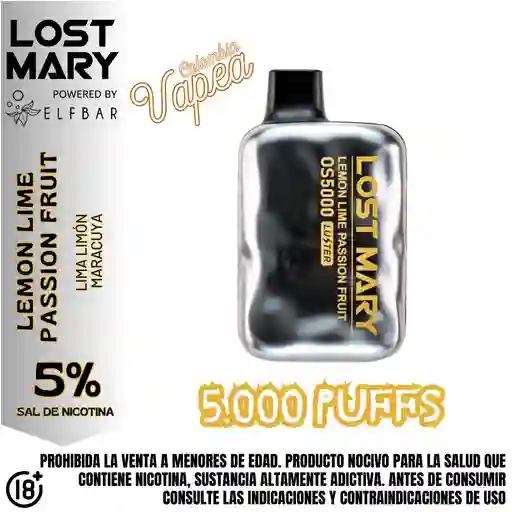 Vape Lost Mary Lemon Lime Passion Fruit 5000 Puffs 5%