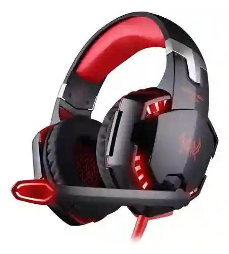 Audífonos Diademas Gamer Kotion G2000 Negro Y Rojo Con Luz Led