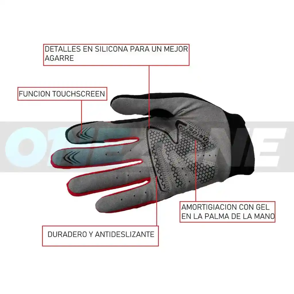 Guantes Ciclismo Miyagi, Training, Deportivo-m058788/ Rojo-talla: S