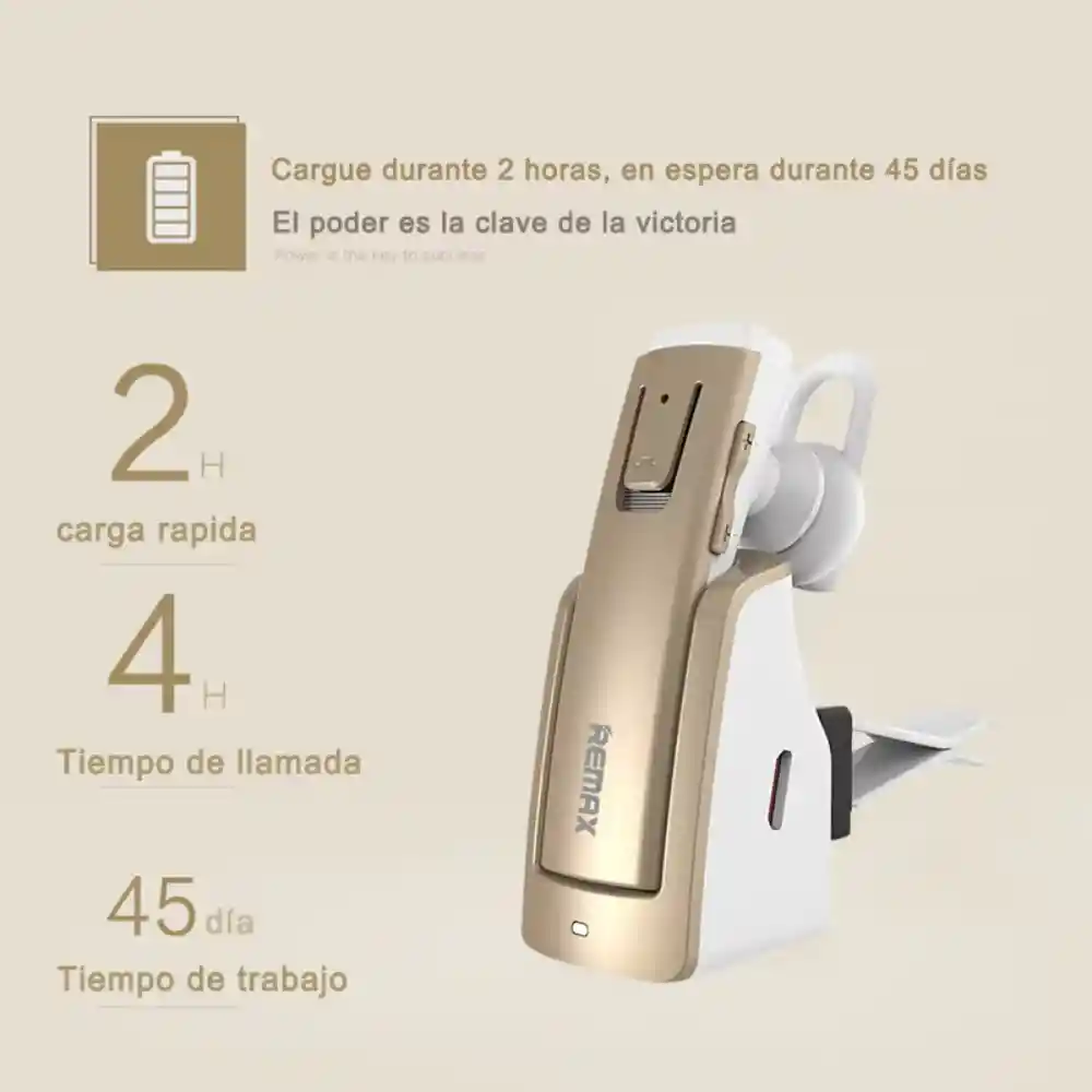 Bluetooth Mono Auricular Profesional Conducción Para Carro Remax Rb-t6c 4 Horas Voz