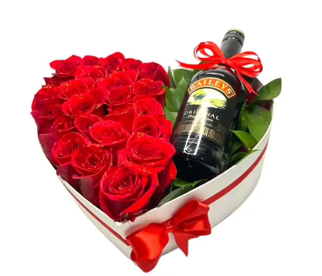 Corazón 24 Rosas Crema De Whisky Baileys