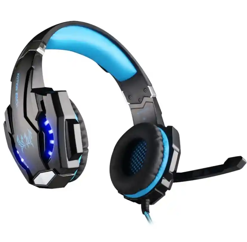 Audífonos Gamer Kotion Each G9000 Azul De Cable Con Micrófono