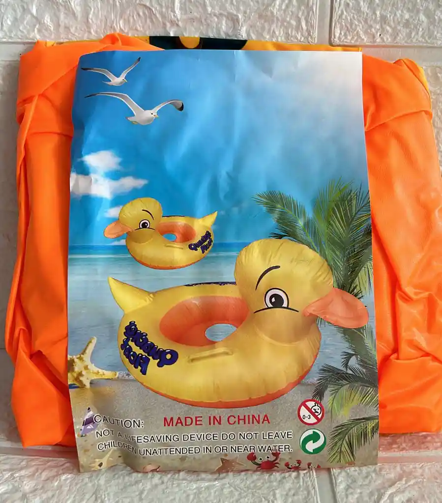 Flotador Para Niños Lancha Pato Naranja / Amarillo