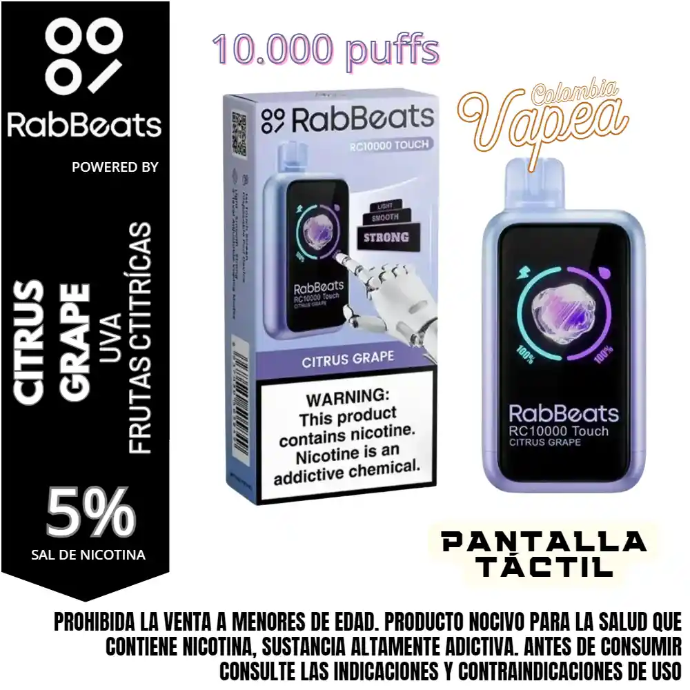 Vape Rabbeats Citrus Grape 10000 Puffs 5%