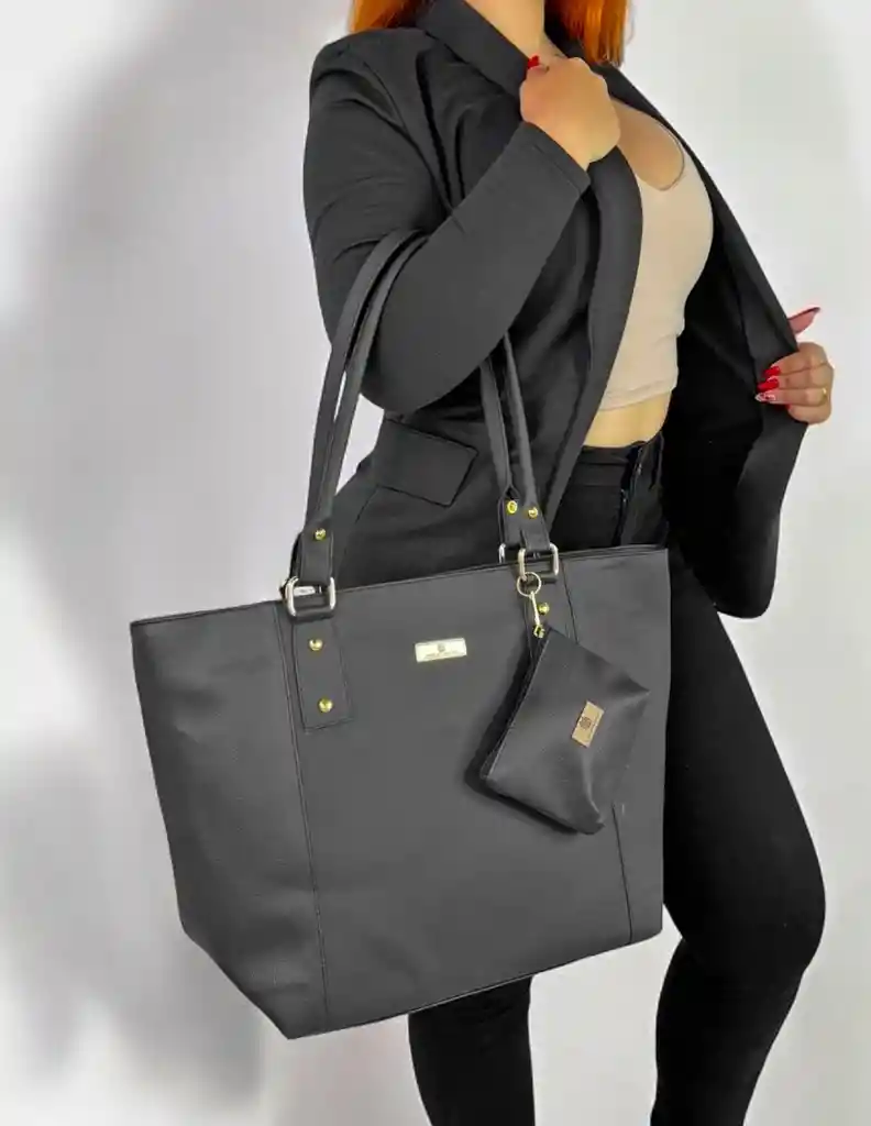 Bolso De Hombro Shopping Y Monedero Mila Negro