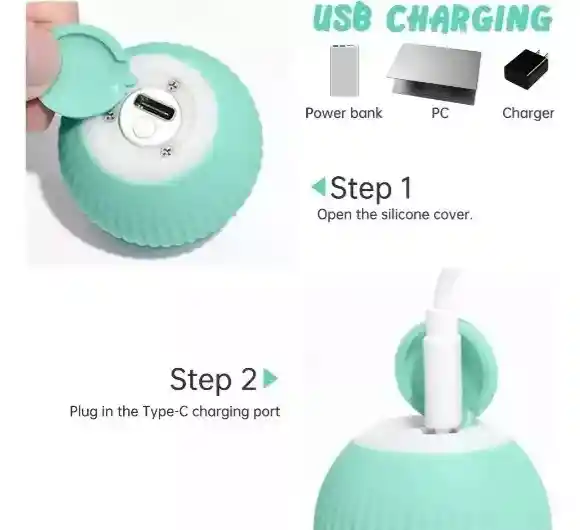 Pelota Inteligente Para Gatos Perros Recargable Usb C