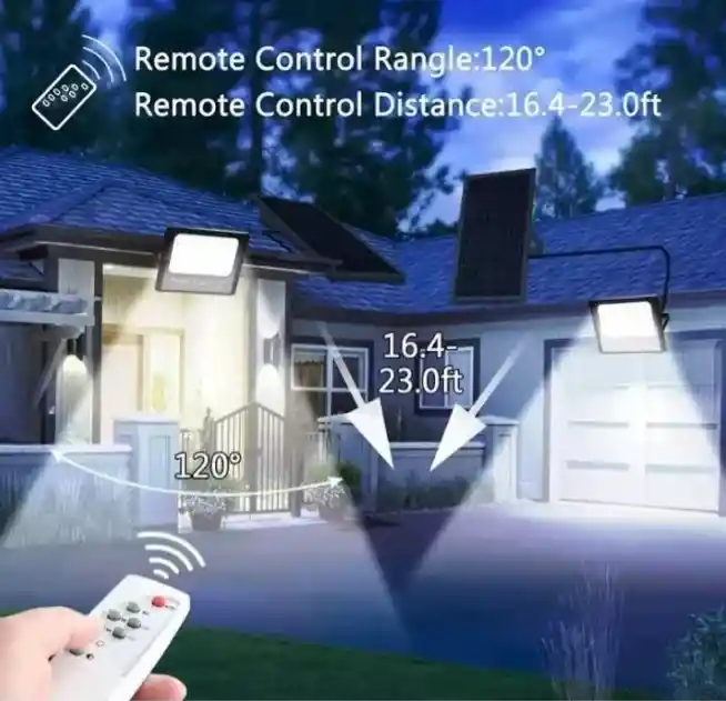 Reflector Solar Exterior Con Panel Lampara Led 500 W Control