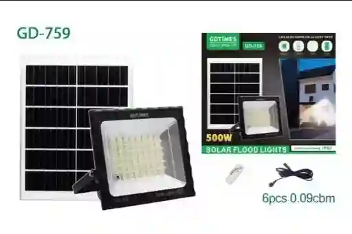 Reflector Solar Exterior Con Panel Lampara Led 500 W Control