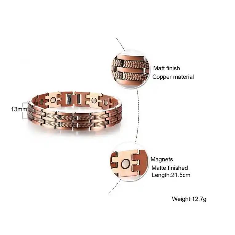 Pulsera Manilla Brazalete Magnético En Cobre Hombre Mejora Salud Y Energía