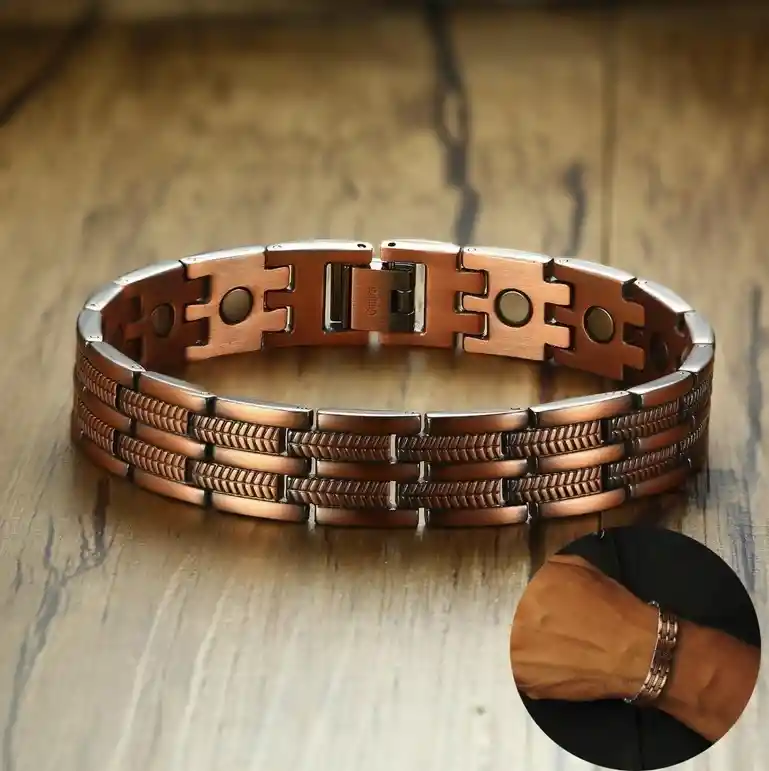 Pulsera Manilla Brazalete Magnético En Cobre Hombre Mejora Salud Y Energía