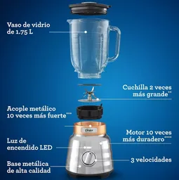 Licuadora Osterizer Max Con Perilla Y Vaso De Vidrioblstpbrg