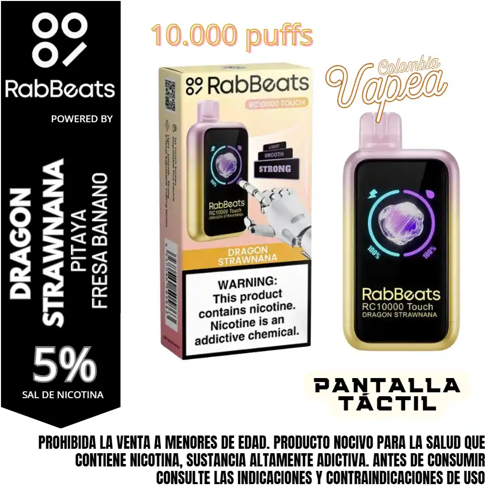 Vape Rabbeats Dragon Strawnana 10000 Puffs 5%