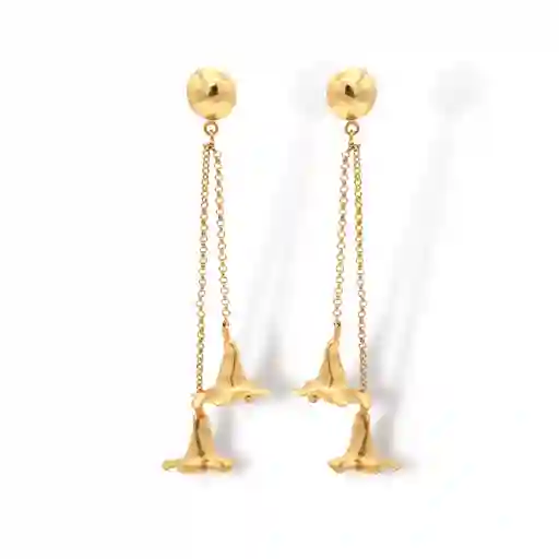 Aretes Largos Con Flor De Palisandro