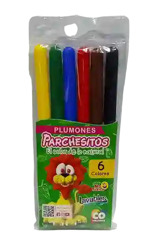 Plumones Marcadores Parchesitos Estuche X 6und