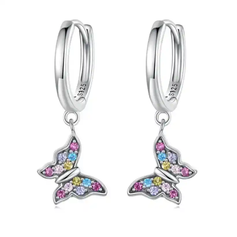 Aretes Aros Para Mujer Mariposa Fabricados En Plata 925