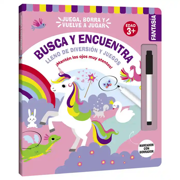 Libro Busca Y Encuentra De Fantasía Borrable Para Niños