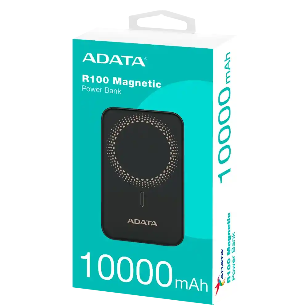 Power Bank 10000mah, Adata Carga Inalámbrica Magnética Color Negro R100