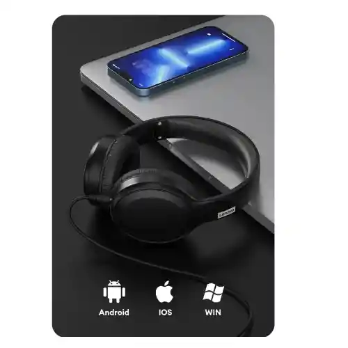 Audífonos Lenovo Bluetooth 5.3 Auriculares Inalámbricos Con Micrófono Negro