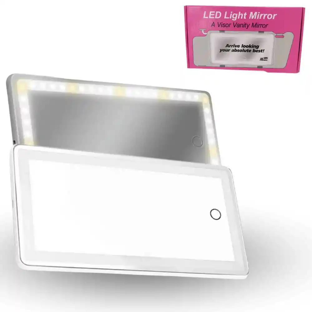 Espejo Con Luz Led Recargable Para Parasol Visera De Automovil