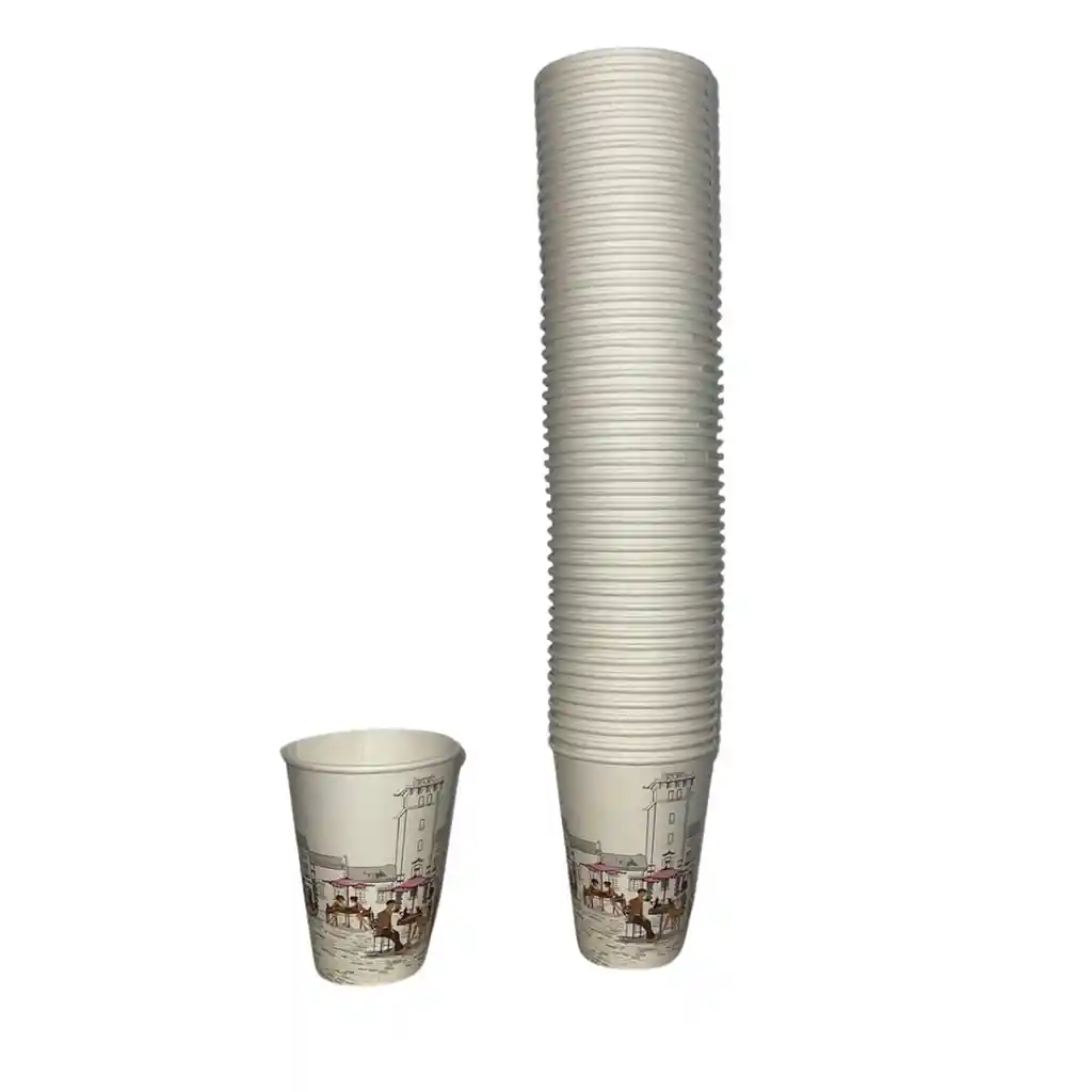 Vaso 7 Oz Cartón Blanco Biodegradable Desechable X 50