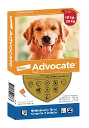 Desparasitante Advocate Perros De 10 A 25 Kg De Peso 2,5ml