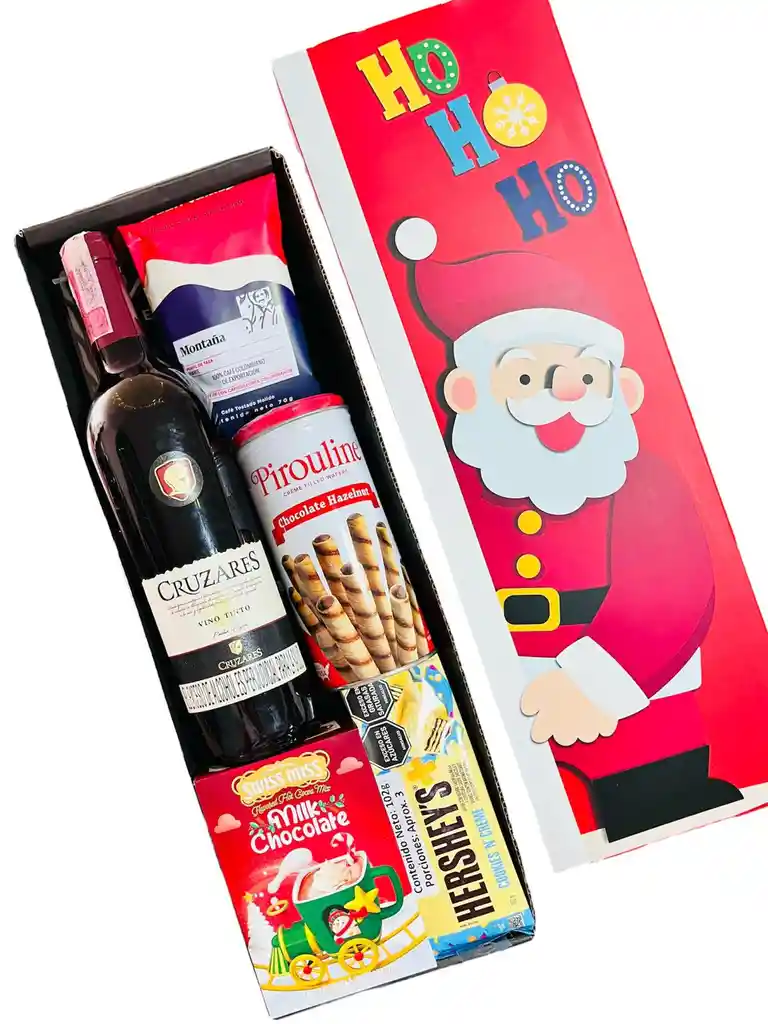 Ancheta Premium Tesoro De Navidad Con Vino Y Cafè - Regalo De Aguinaldos - Feliz Año Nuevo - Ref 15