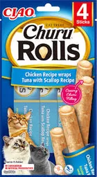 Churu Rolls Para Gato Pollo, Atun Y Scallop X 4 Sticks