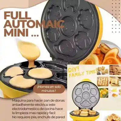 Mini Maquina Para Pancakes De Figuras Infantiles Waflera Color Amarillo